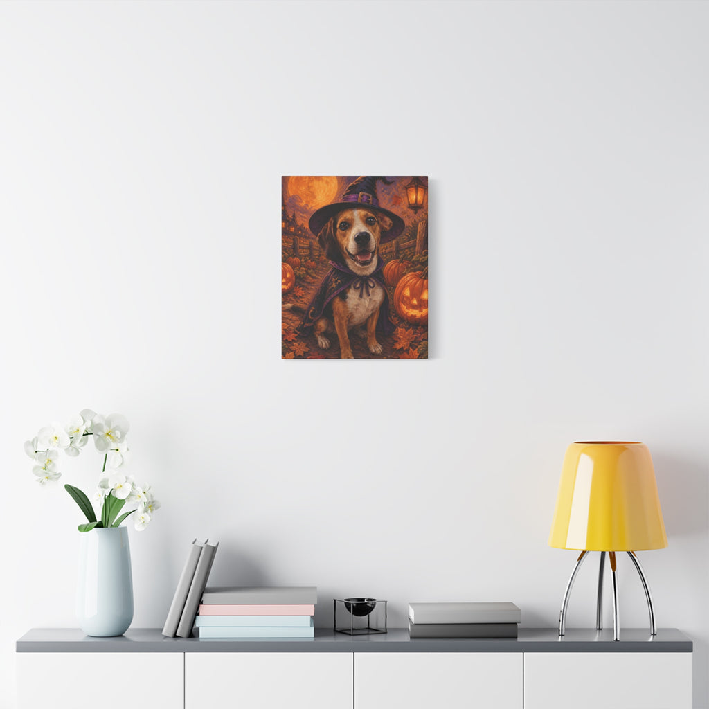 Custom Halloween Pet Portrait Canvas - Your Pet as a Witch, Wizard or Vampire, Made From Your Photo