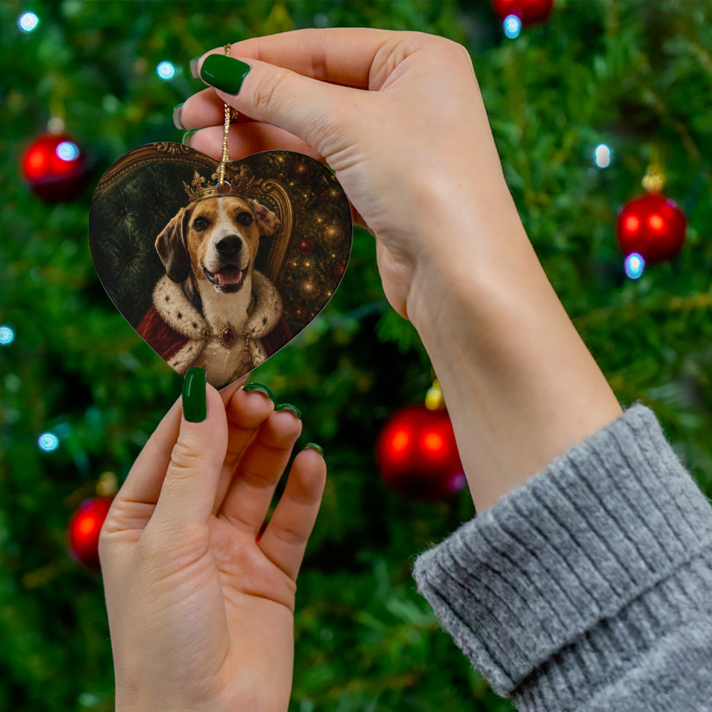 Custom Pet Portrait Christmas Ornament - Your Dog or Cat Painted From Your Photo, Circle or Heart