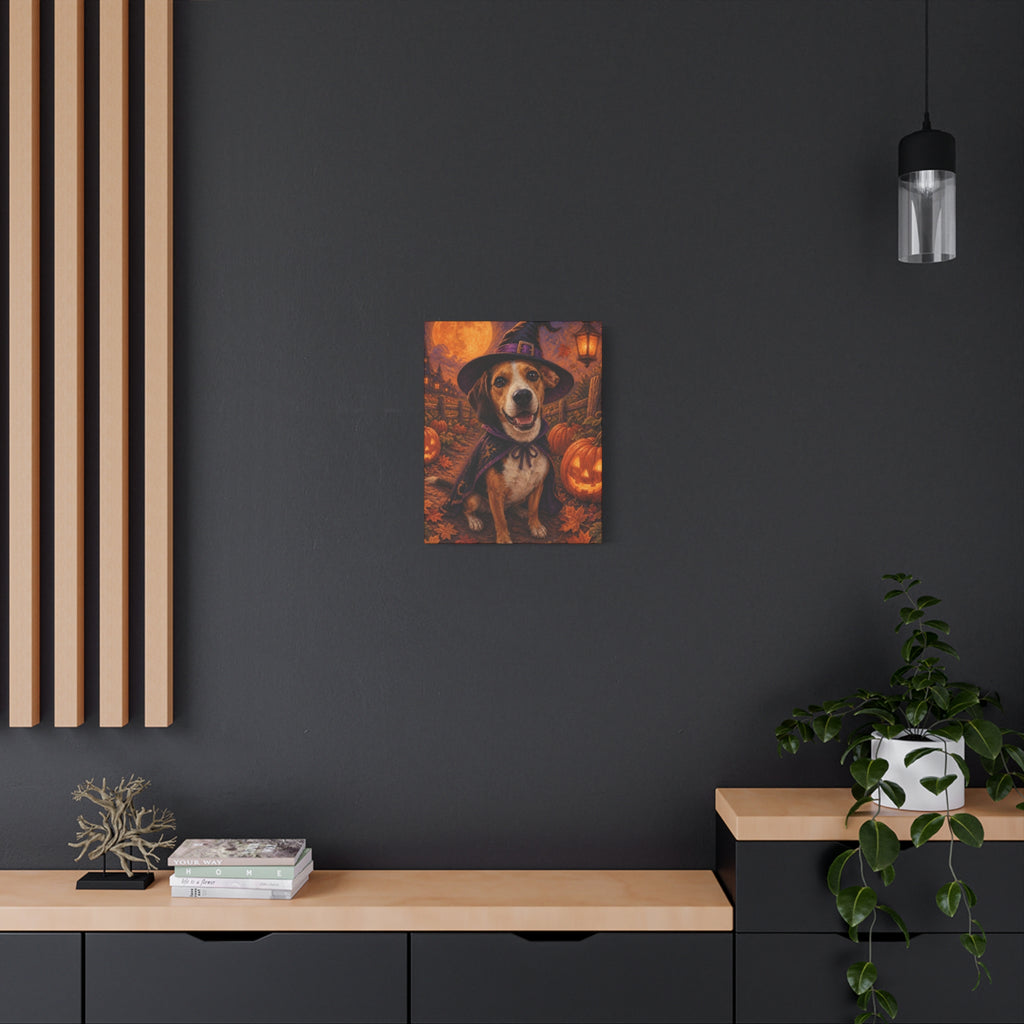Custom Halloween Pet Portrait Canvas - Your Pet as a Witch, Wizard or Vampire, Made From Your Photo