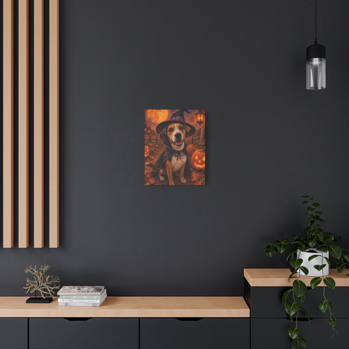 Custom Halloween Pet Portrait Canvas - Your Pet as a Witch, Wizard or Vampire, Made From Your Photo