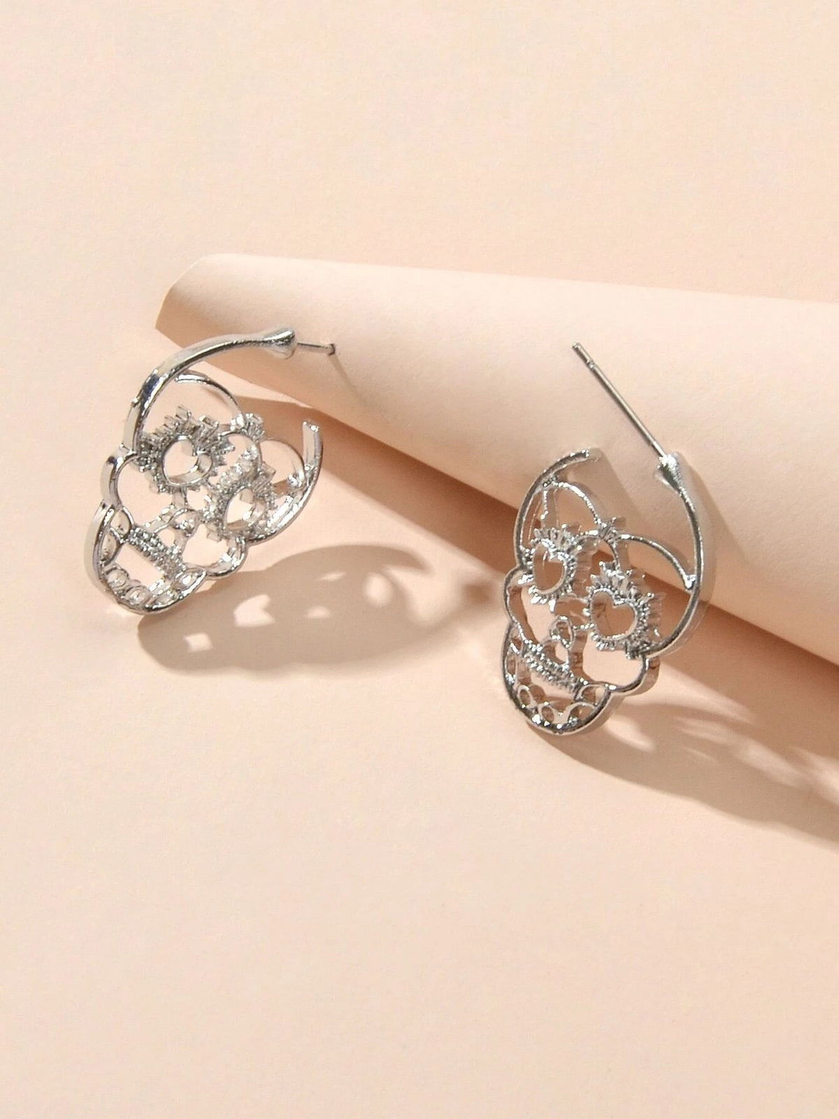 Silver Skull Stud Earrings — Gothic Halloween Jewelry