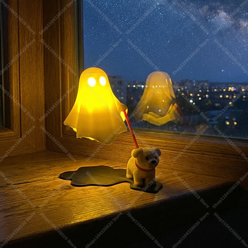 Ghost & Dog Night Light — Warm Halloween Glow