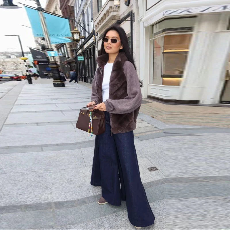 The Cruelty-Free Fur Panel Zip Jacket