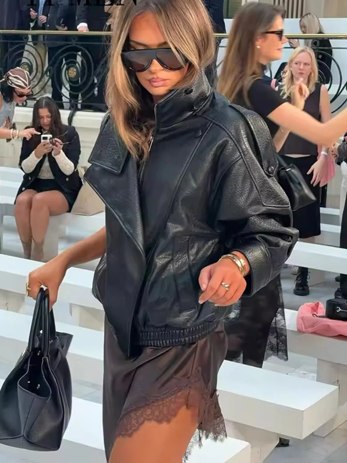 The Button-Front Cruelty-Free Leather Jacket