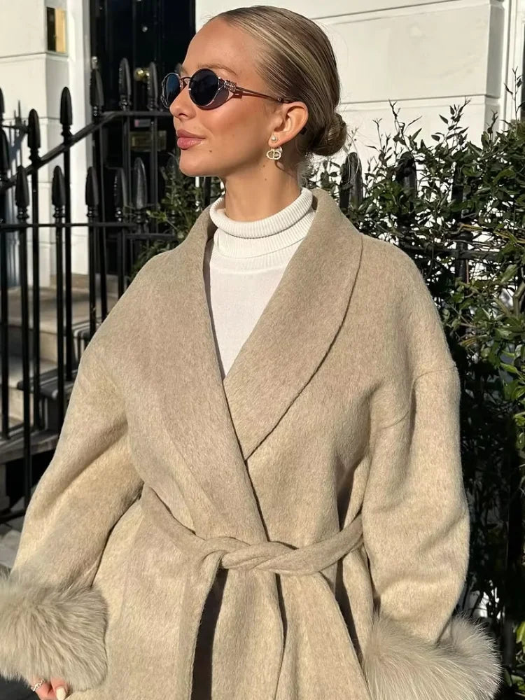 The Cruelty-Free Fur Cuff Wrap Coat