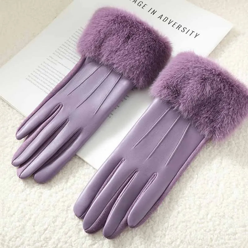 The Cruelty-Free Leather Gloves with Fur Cuff — product view 5
