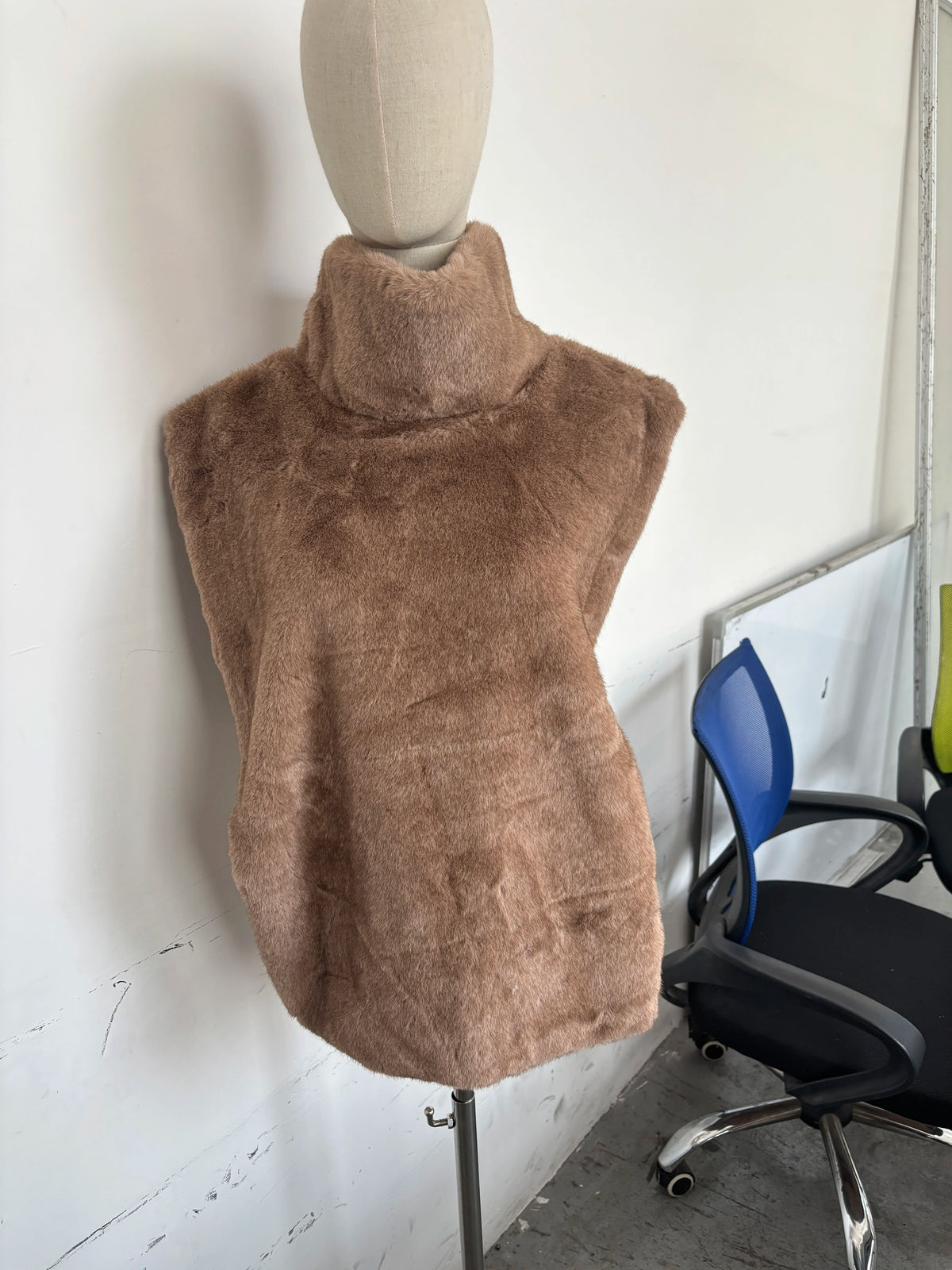 The Lace-Up Long Cruelty-Free Fur Coat
