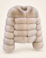 The Fox Fur Jacket in Light Beige — studio view