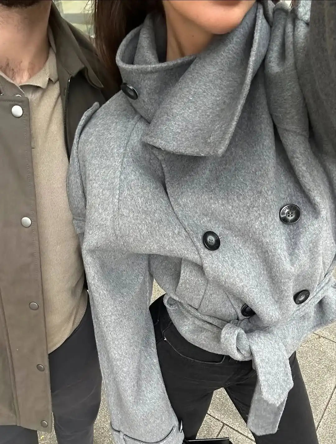 The High-Collar Lace-Up Overcoat