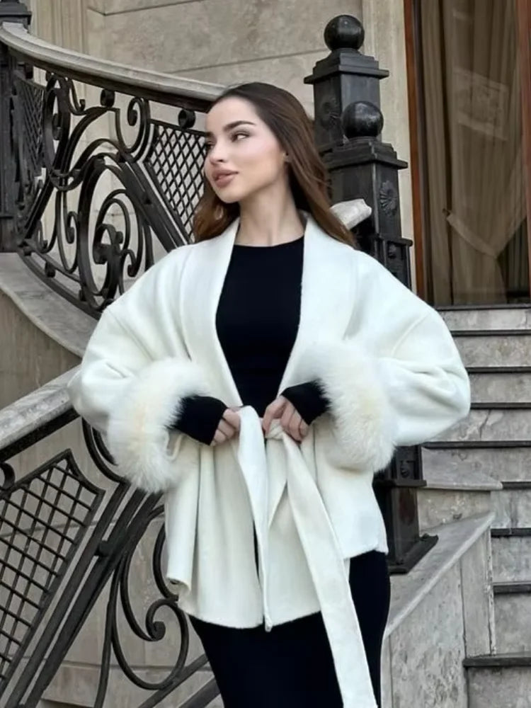 The Cruelty-Free Fur Cuff Wrap Coat