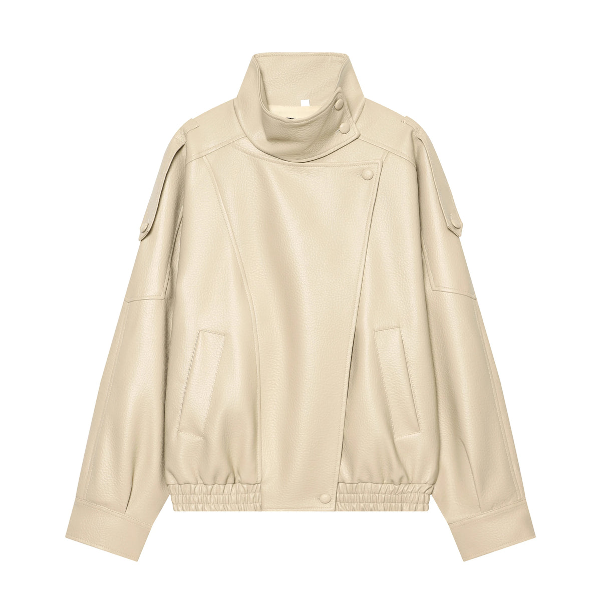 The Button-Front Cruelty-Free Leather Jacket
