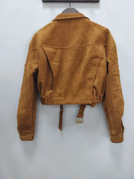 The Zip Cruelty-Free Suede Belted Jacket
