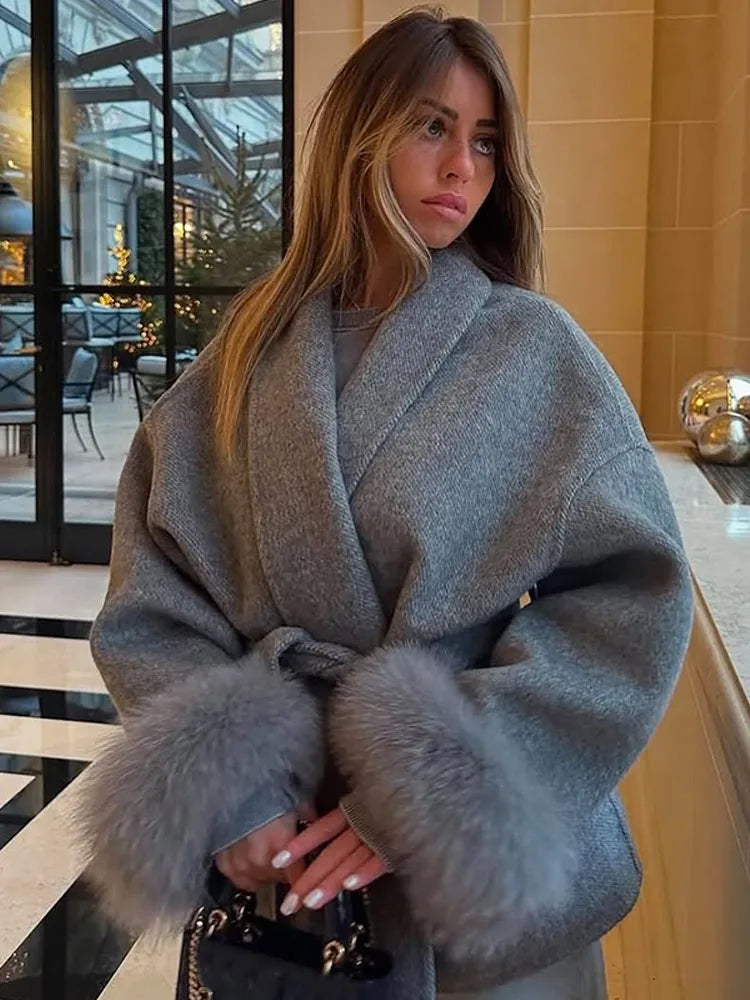 The Cruelty-Free Fur Cuff Wrap Coat