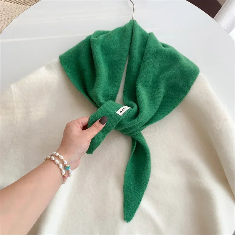 The Knit Wool Triangle Scarf