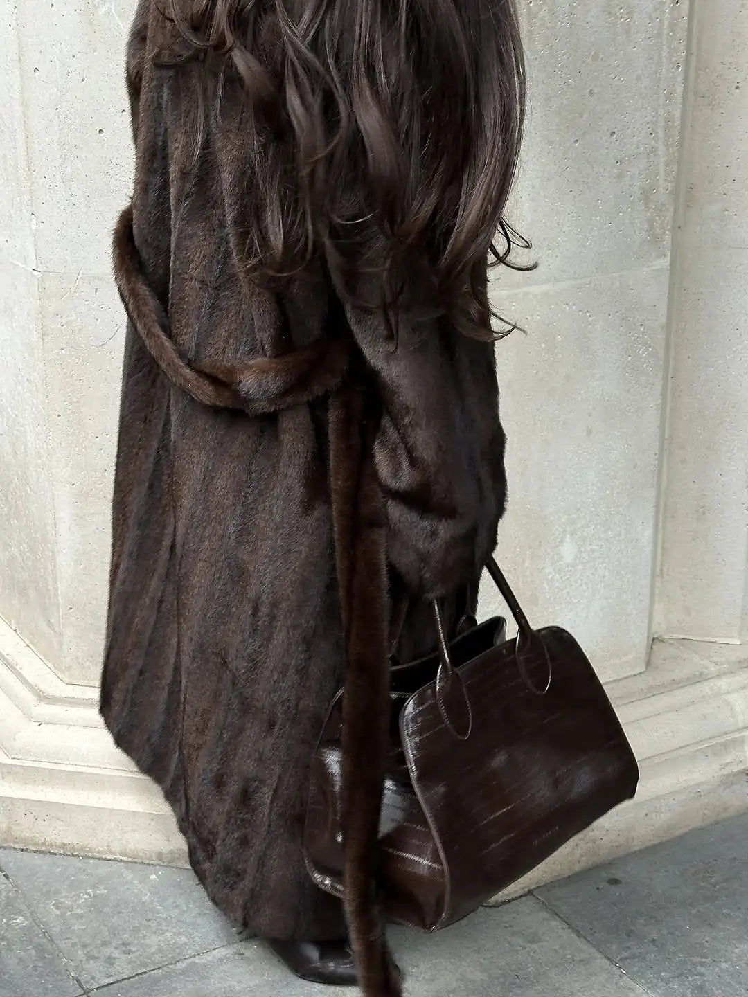 The Lace-Up Long Cruelty-Free Fur Coat