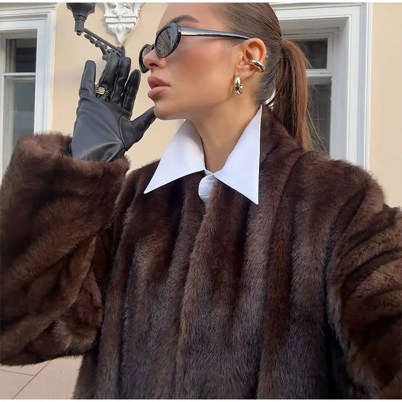 The Long Brown Cruelty-Free Fur Coat