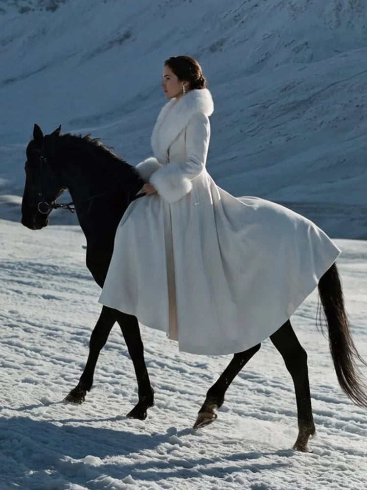 The Cruelty-Free Fur Trim Flared Coat