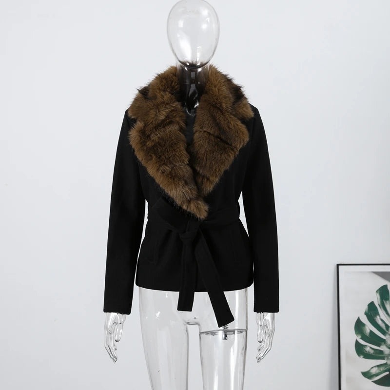 The Belted Cruelty-Free Fur Shawl Coat
