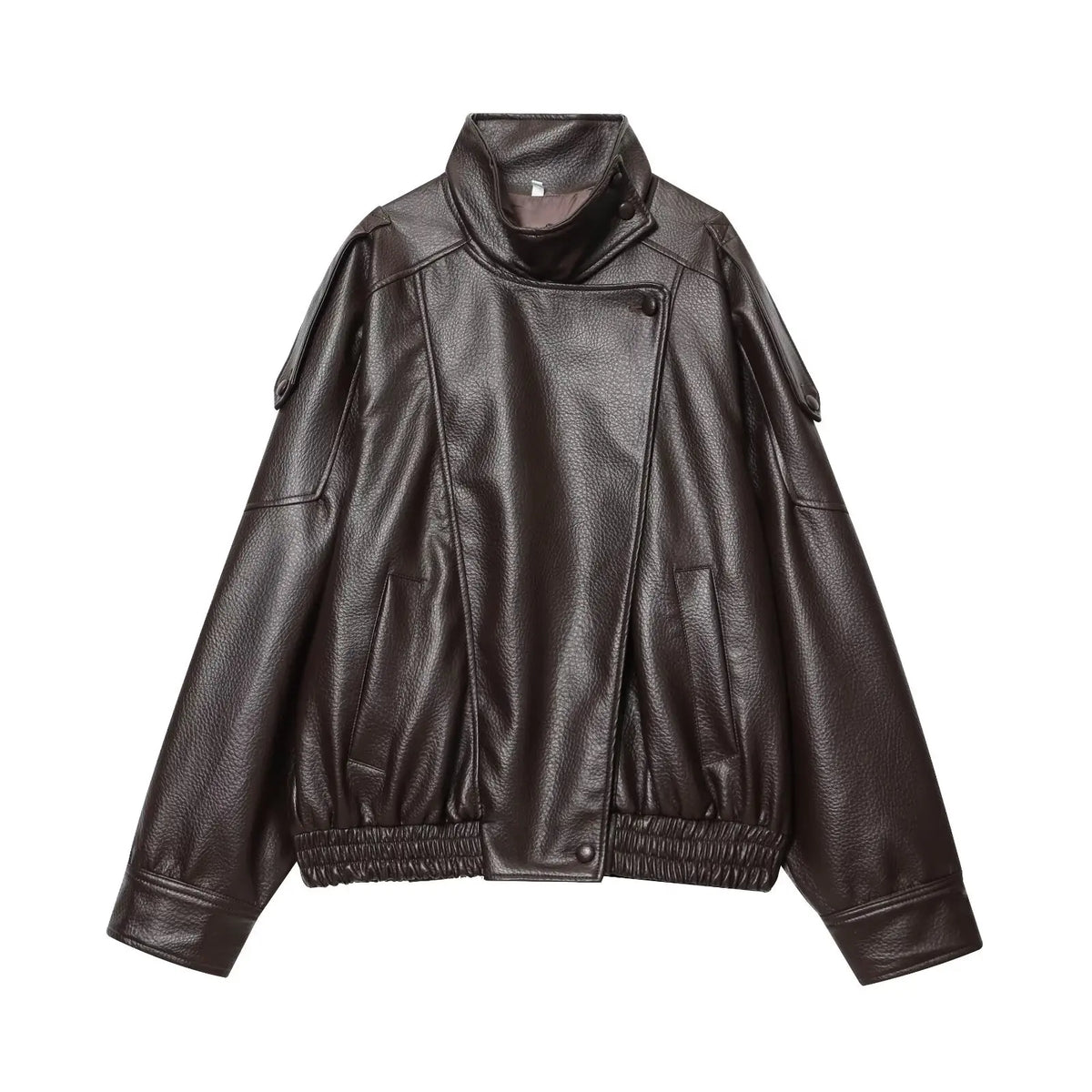 The Button-Front Cruelty-Free Leather Jacket