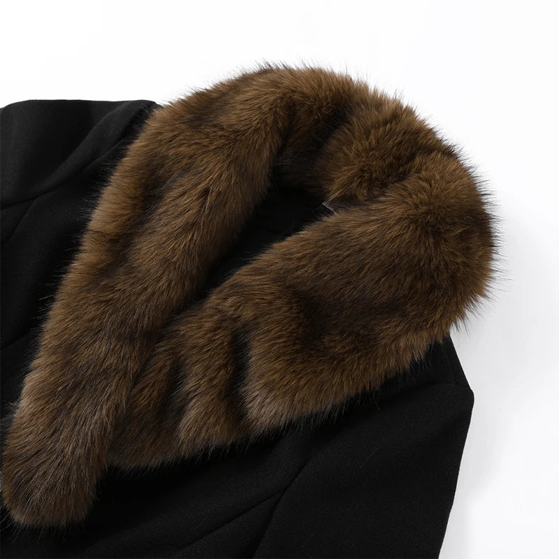 The Cruelty-Free Fur Lapel Long Coat
