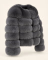The Fox Fur Jacket in Smoke Grey — studio view