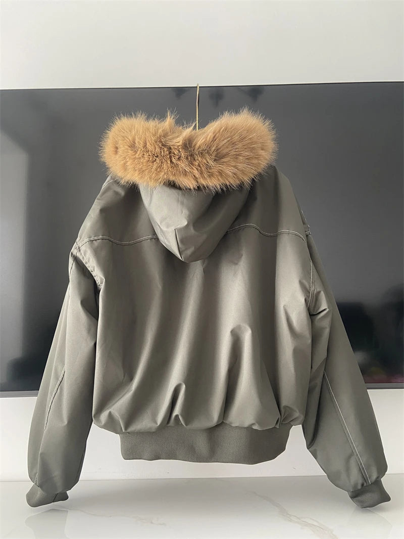 The Fur-Trim Hooded Cropped Parka — product view 3