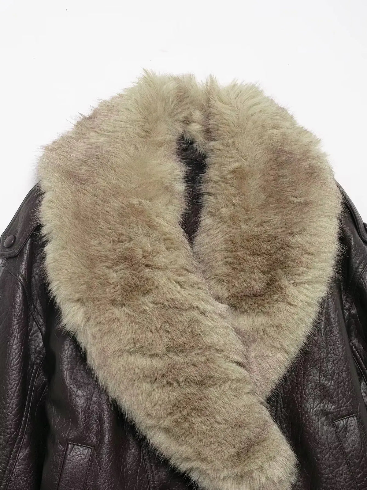 The Cruelty-Free Leather Coat with Fur Collar