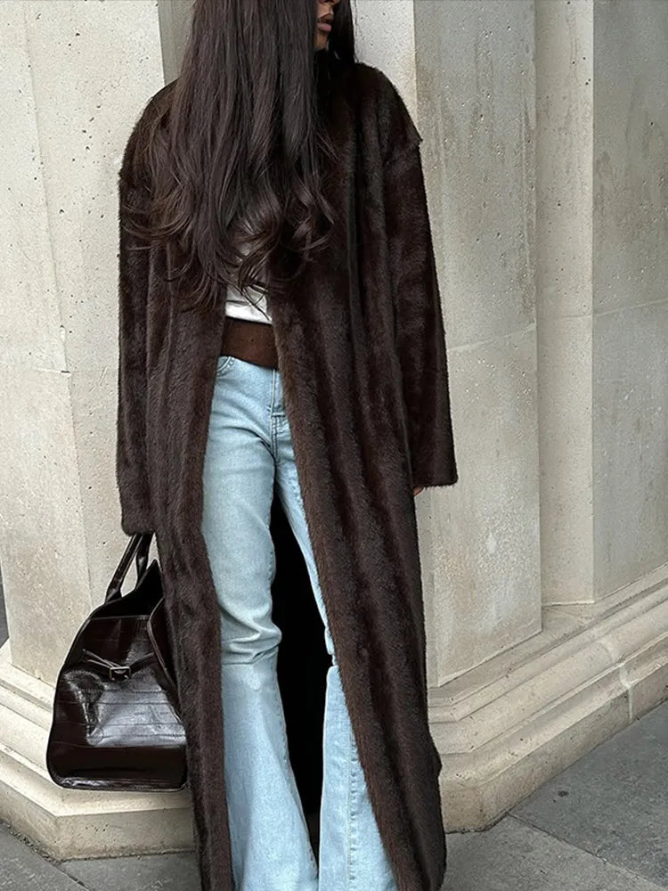 The Long Brown Cruelty-Free Fur Coat