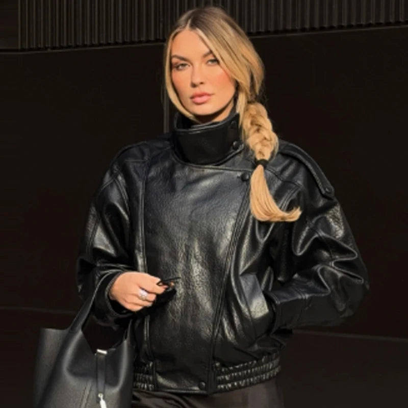 The Cropped Cruelty-Free Leather Bomber