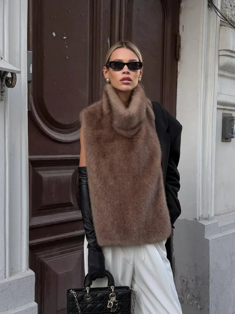 The Long Brown Cruelty-Free Fur Coat