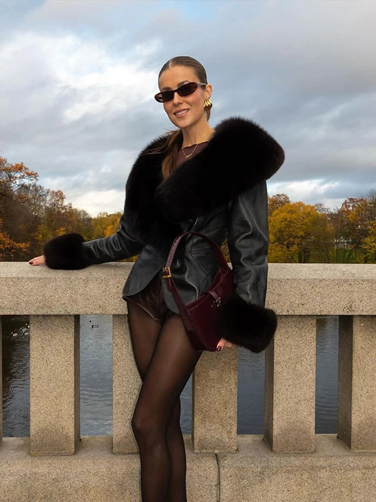 The Cruelty-Free Leather Jacket with Fur Collar