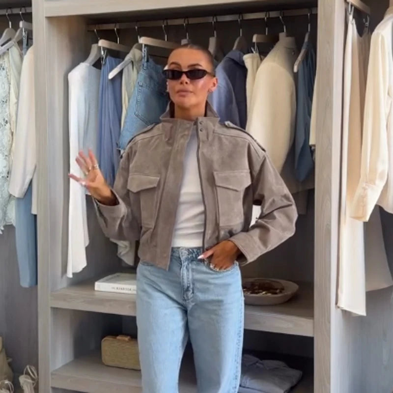 The Zip Cruelty-Free Suede Belted Jacket
