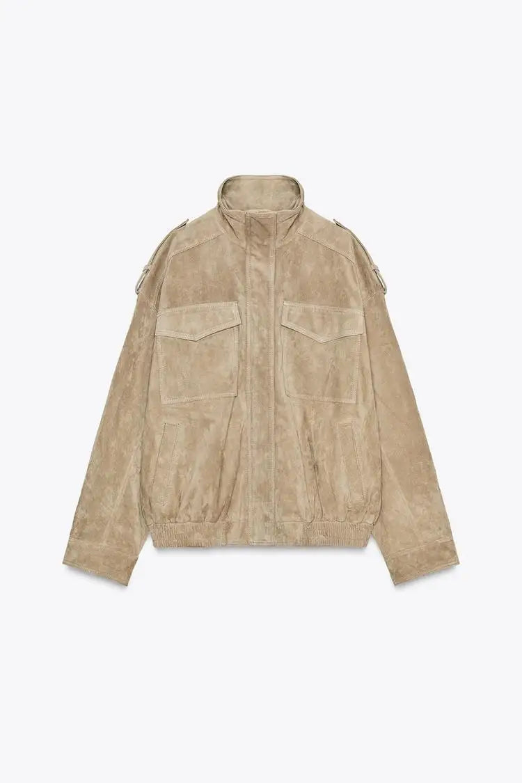 The Stand-Collar Cruelty-Free Suede Jacket