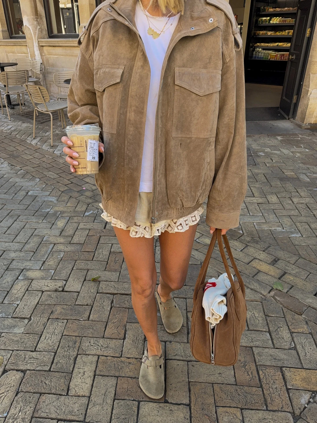 The Stand-Collar Cruelty-Free Suede Jacket