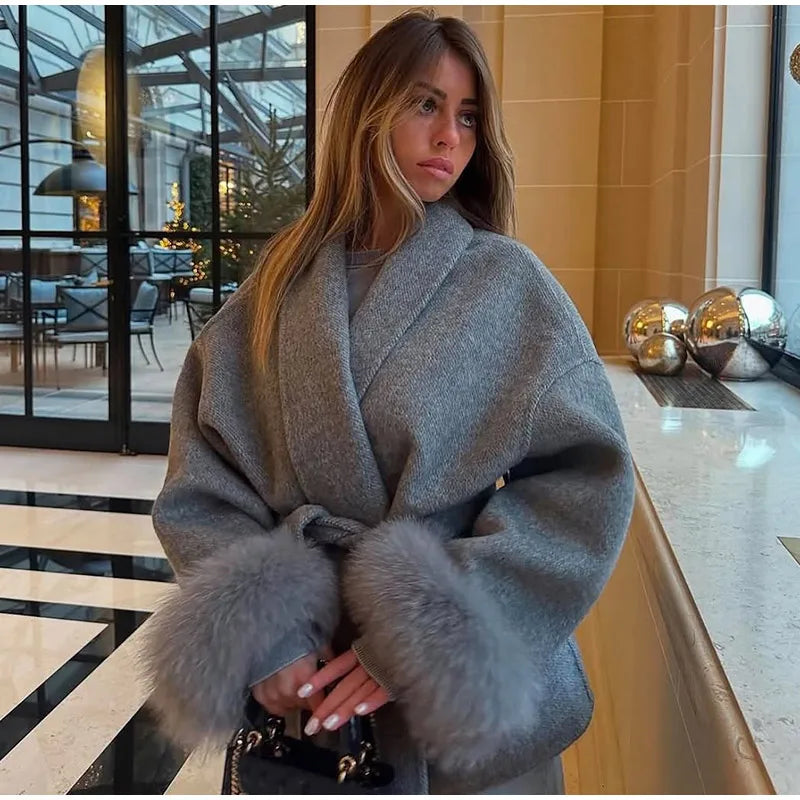 The Cruelty-Free Fur Cuff Wrap Coat