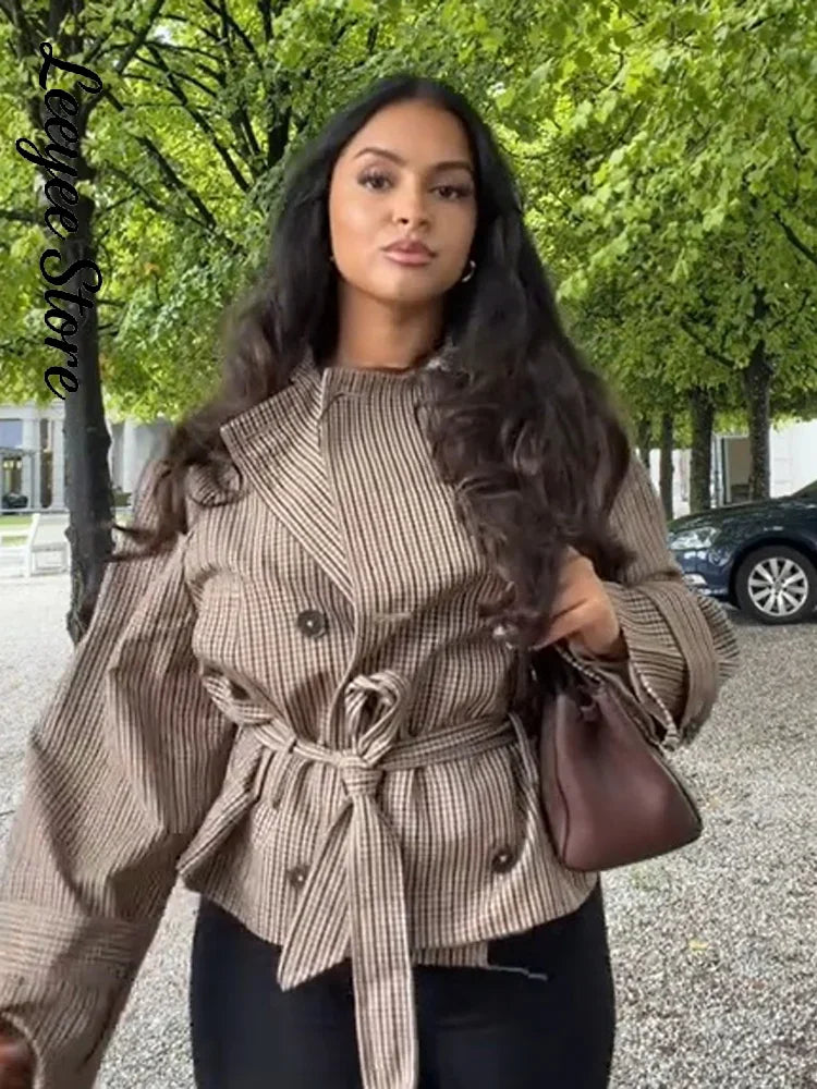 The Plaid Belted Short Trench