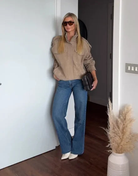 The Stand-Collar Cruelty-Free Suede Jacket