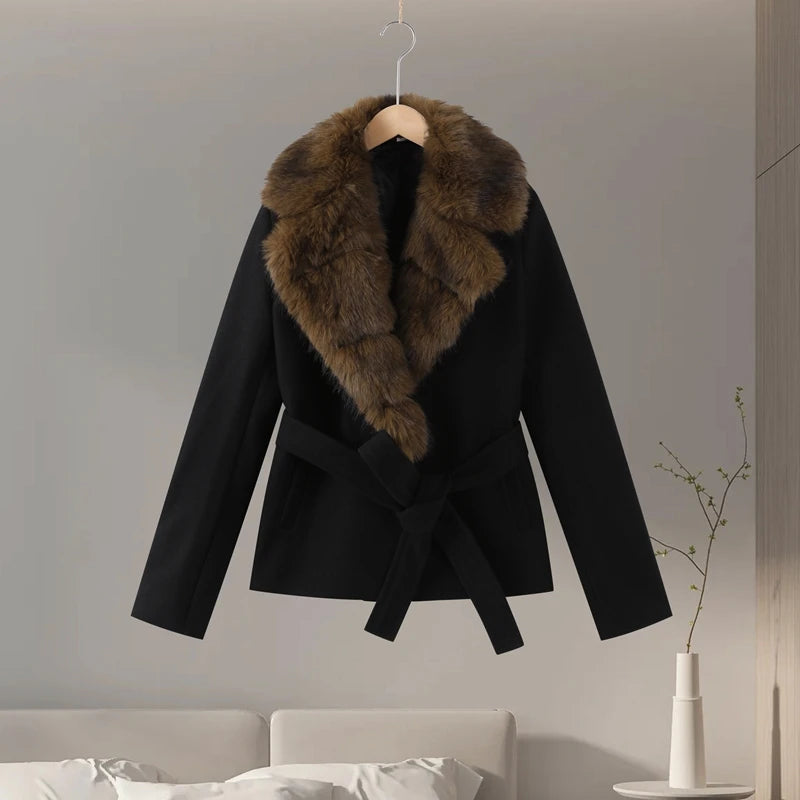 The Belted Cruelty-Free Fur Shawl Coat