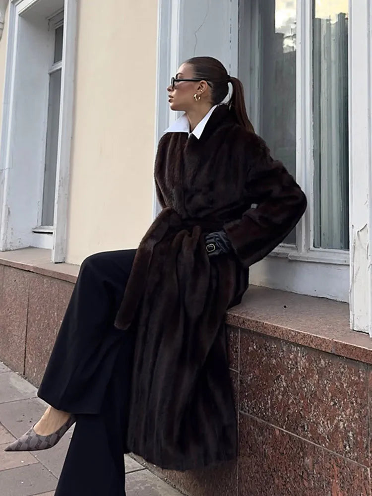 The Long Brown Cruelty-Free Fur Coat