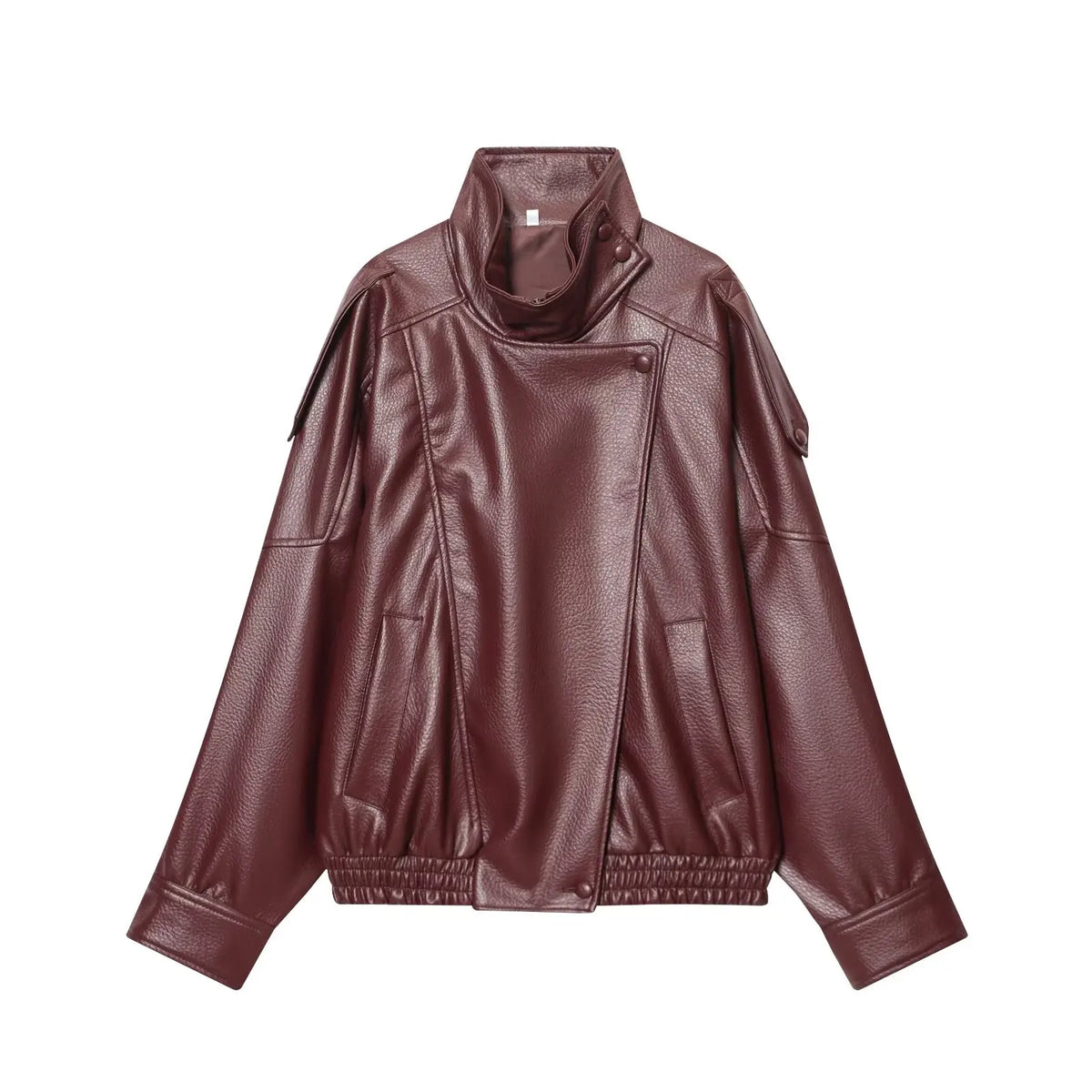 The Button-Front Cruelty-Free Leather Jacket