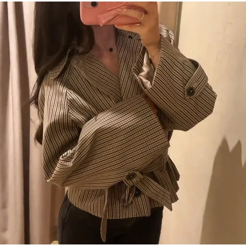 The Plaid Belted Short Trench