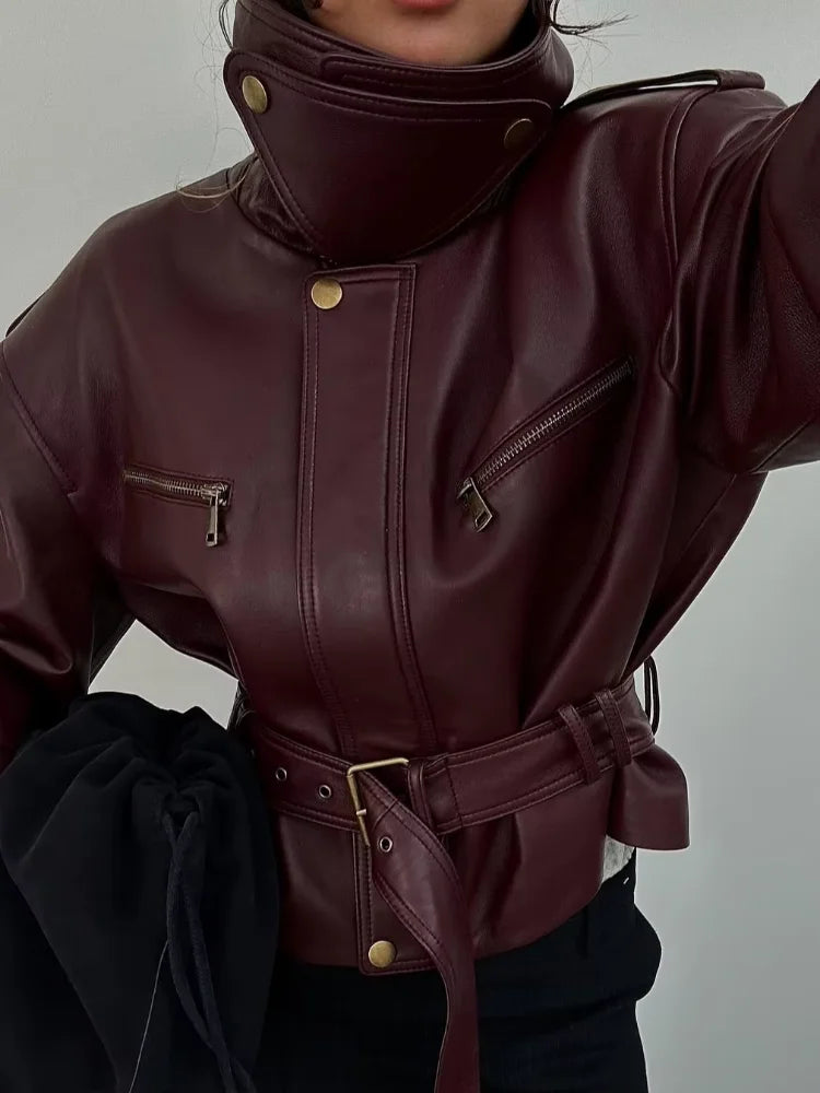 The Burgundy Cinched-Waist Jacket