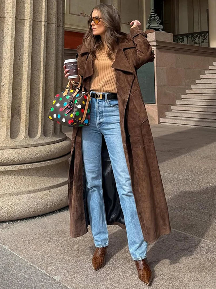 The Long Cruelty-Free Suede Overcoat