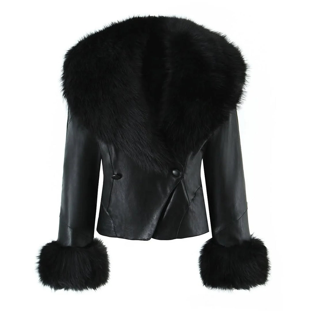 The Cruelty-Free Leather Jacket with Fur Collar