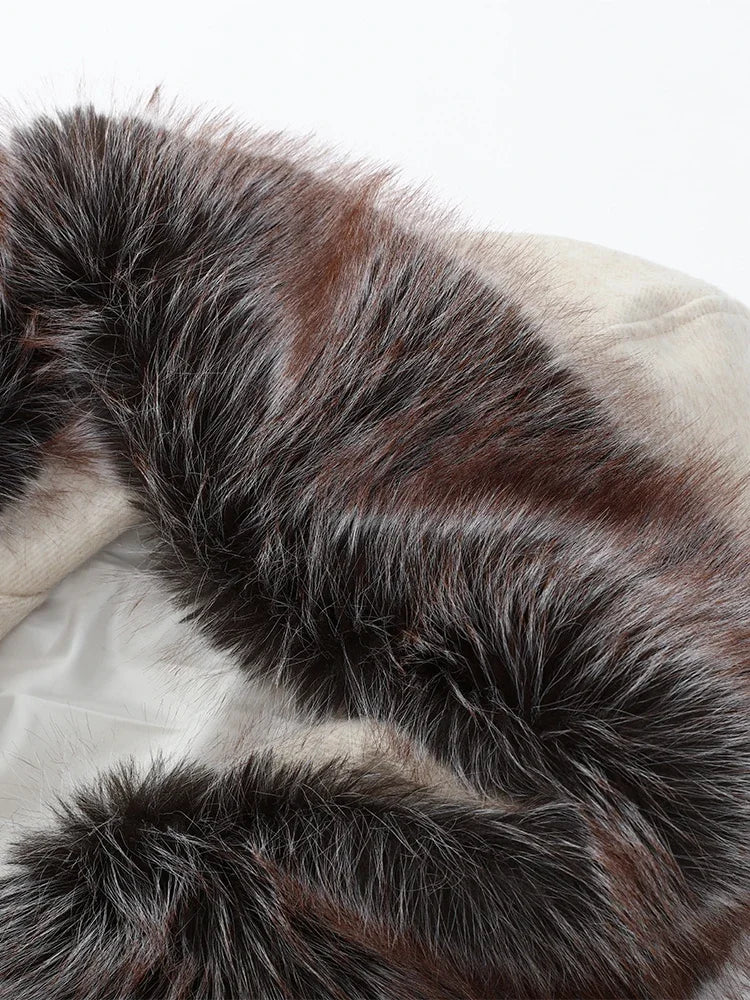 The Cruelty-Free Fur Trim Patchwork Coat