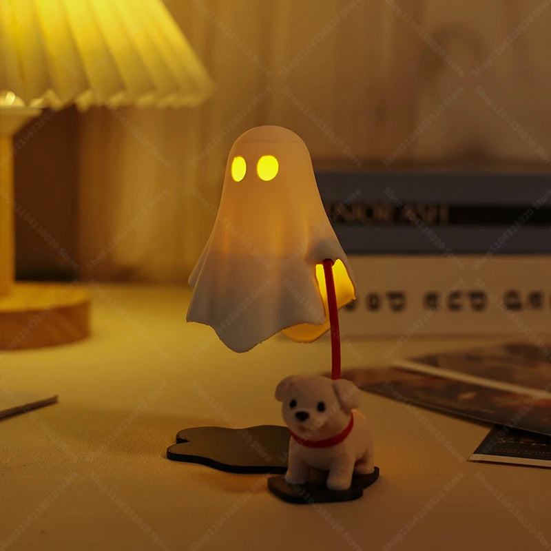 Ghost & Dog Night Light — Warm Halloween Glow