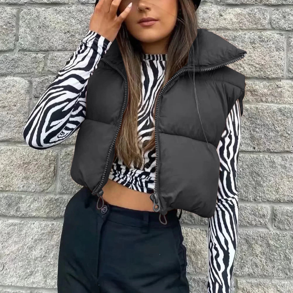 The Cropped Quilted Vest — product view 4