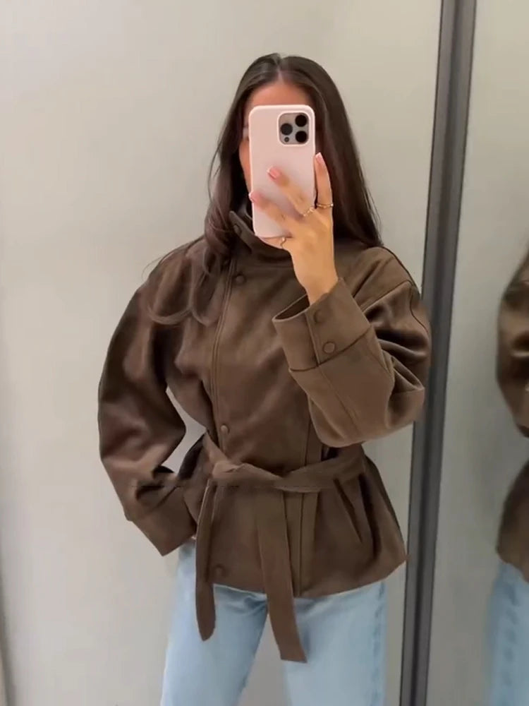 The Tie-Waist Cruelty-Free Suede Jacket