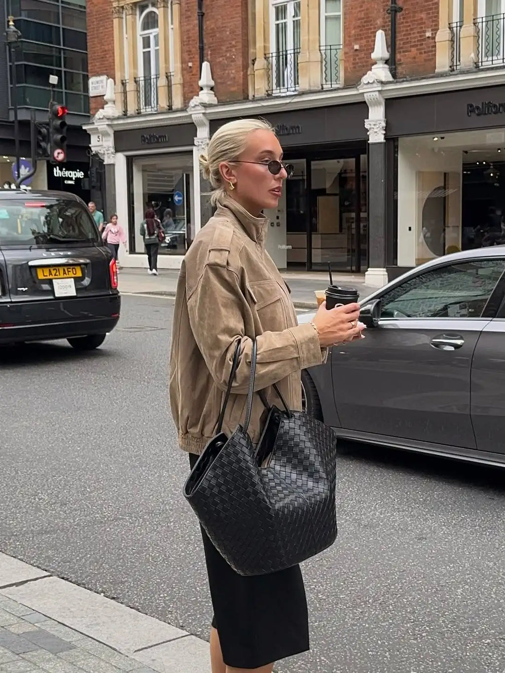 The Stand-Collar Cruelty-Free Suede Jacket