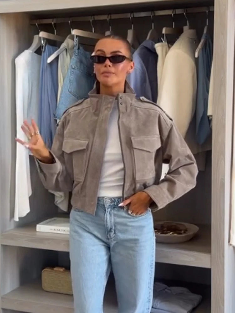 The Zip Cruelty-Free Suede Belted Jacket